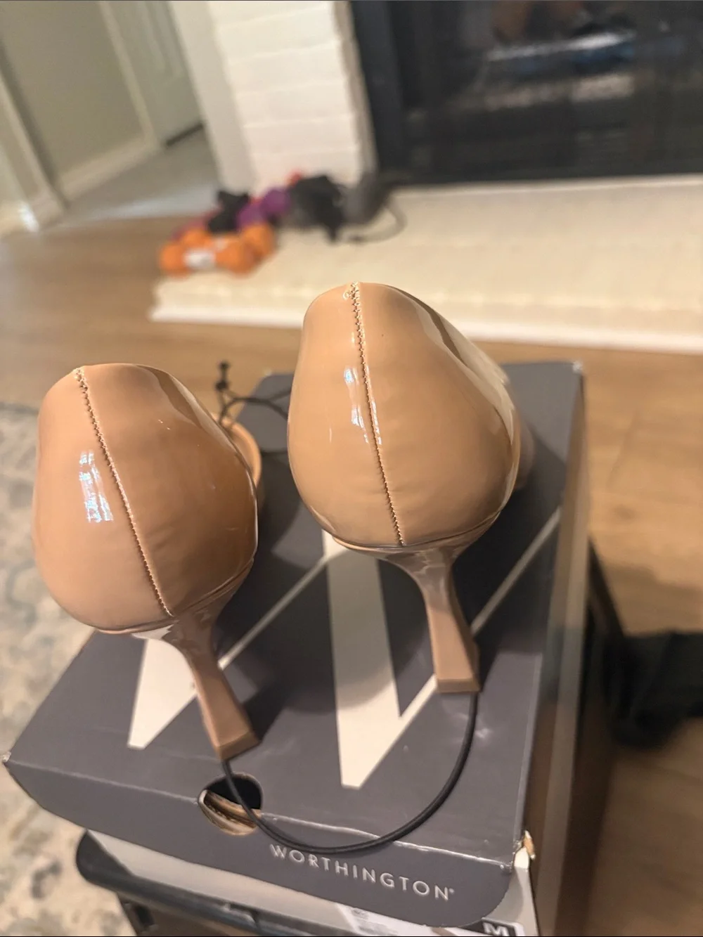 Worthington Nude Patent Pointed-Toe Pumps